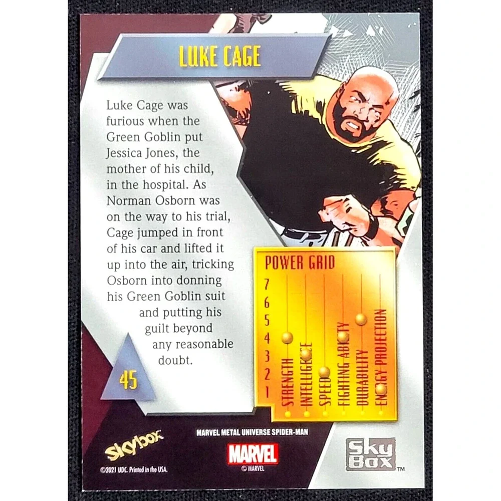 2022 UPPER DECK MARVEL METAL UNIVERSE SPIDER-MAN LUKE‎ CAGE NEON BLUE